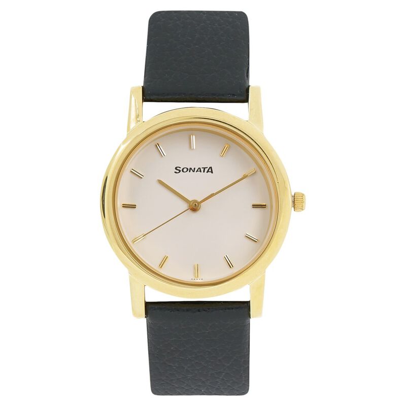 Buy Online Sonata Quartz Analog White Dial Leather Strap Watch for