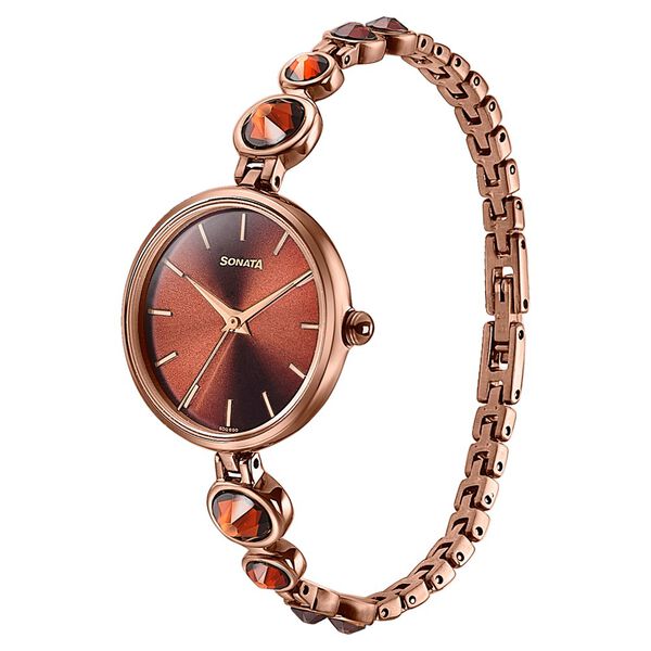 Sonata Aria Timeless Treasures Quartz Analog Brown Dial Bi Metal Strap Watch For Women - image number 2