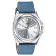 Sonata Poze Quartz Analog Silver Dial Blue Denim Leather Strap Watch For Men - image number 2