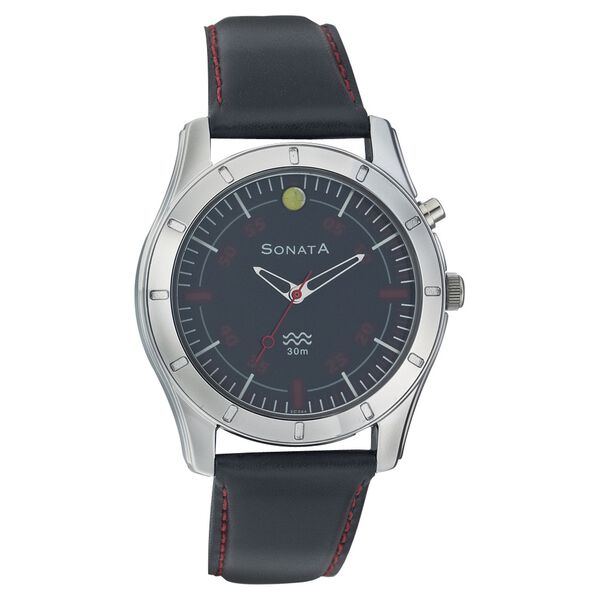 Sonata Quartz Analog Black Dial Strap Watch for Men - image number 0