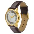 Sonata Traditional Essentials Silver Dial, Gold tone case Burgundy Genuine Leather Strap Watch - image number 2
