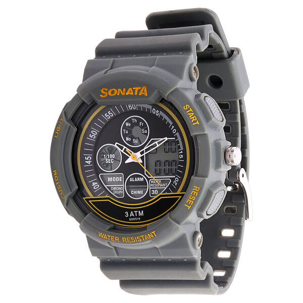 SF Super Fibre Quartz Analog Digital Black Dial Plastic Strap Watch for Men - image number 1