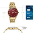 Sonata Jashn Quartz Analog Red Dial Golden Metal Strap Watch For Couple - image number 3