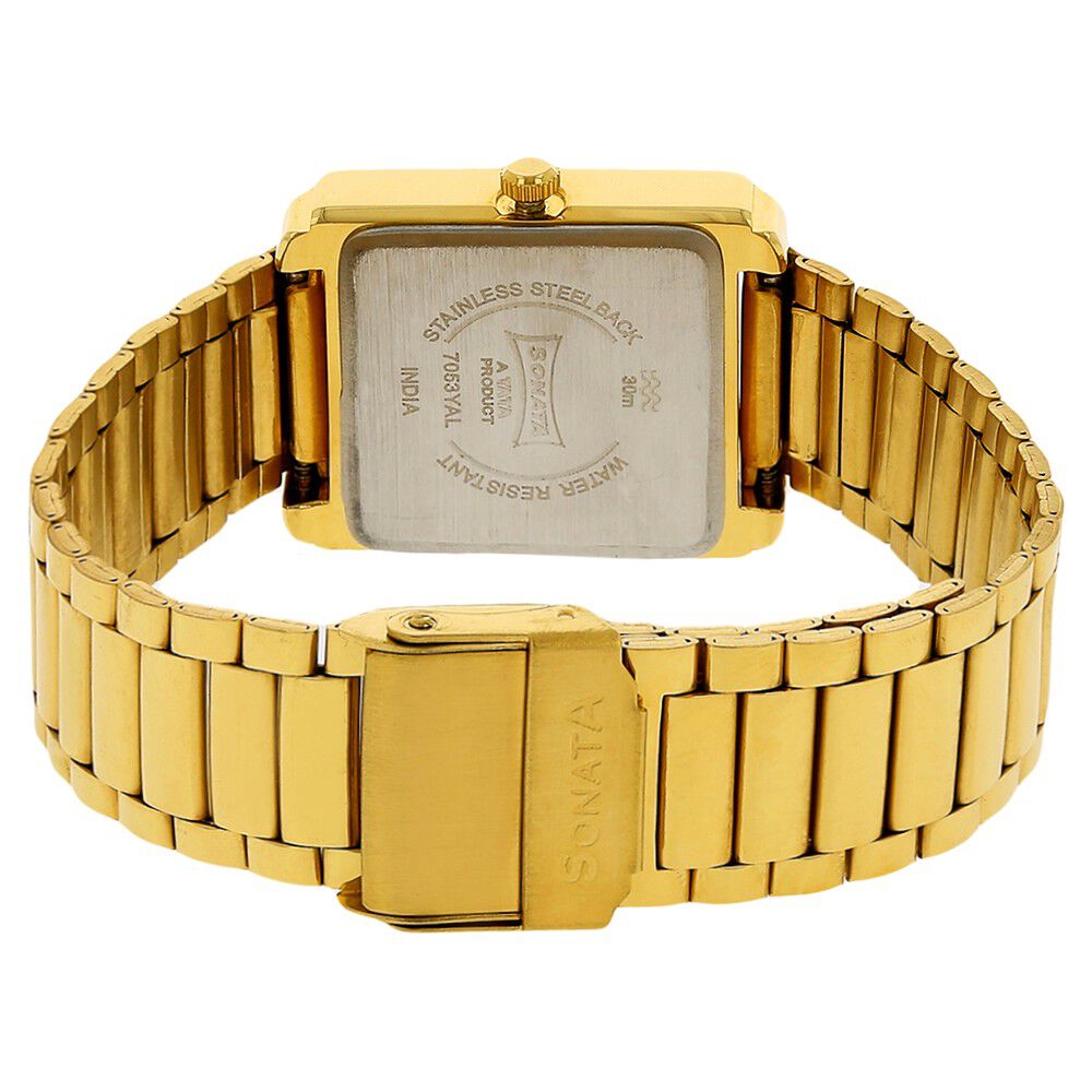 Buy Online Sonata Quartz Analog with Day and Date White Dial Stainless Steel Strap Watch for Men nl7053ym04 Sonata