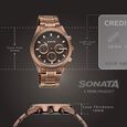 Sonata Summit Quartz Multifunction Brown Dial Brown Metal Strap Watch For Men - image number 3