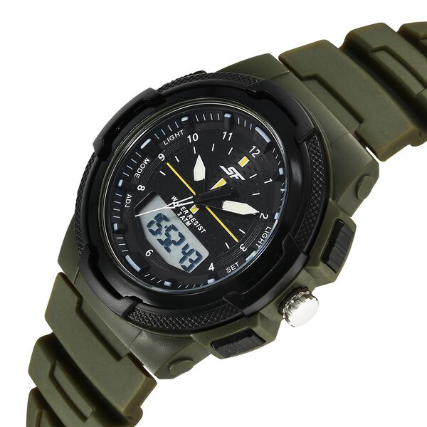 SF Maverick Quartz Digital Ana Digi Black Dial PU Strap Watch For Men - image number 1