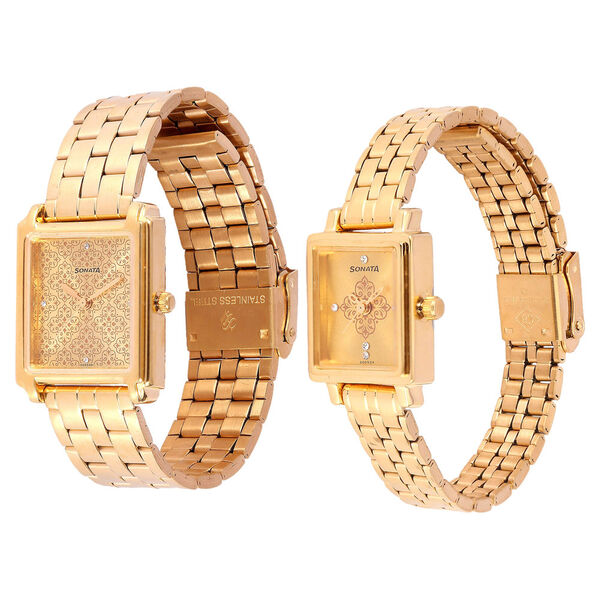 Sonata Quartz Analog Blue Dial Strap Watch for Couple - image number 1