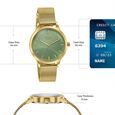 Poze By Sonata Quartz Analog Green Dial Golden Metal Strap Watch For Women - image number 3
