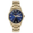 Sonata Quartz Analog with Day and Date Blue Dial Golden Stainless Steel Strap Watch For Men - image number 1