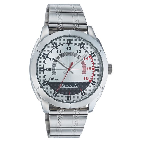 Sonata Quartz Analog Silver Dial Strap Watch for Men - image number 0