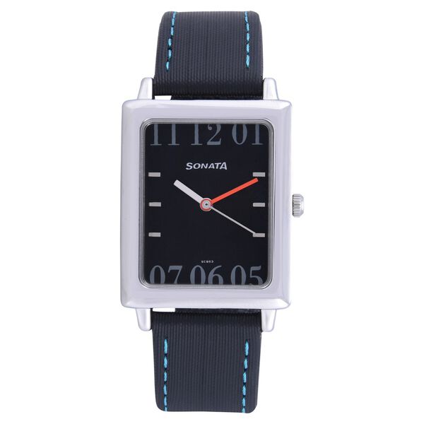 Sonata Quartz Analog Black Dial Leather Strap Watch for Men - image number 0