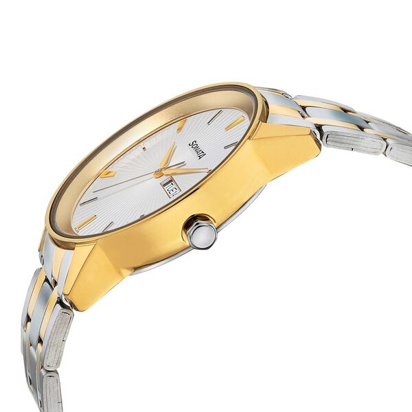 Sonata Quartz Analog with Day and Date Silver Dial Bimetal Strap Watch for Men - image number 2