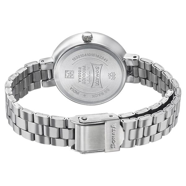 Sonata Quartz Analog Black Dial Stainless Steel Strap Watch for Women - image number 3