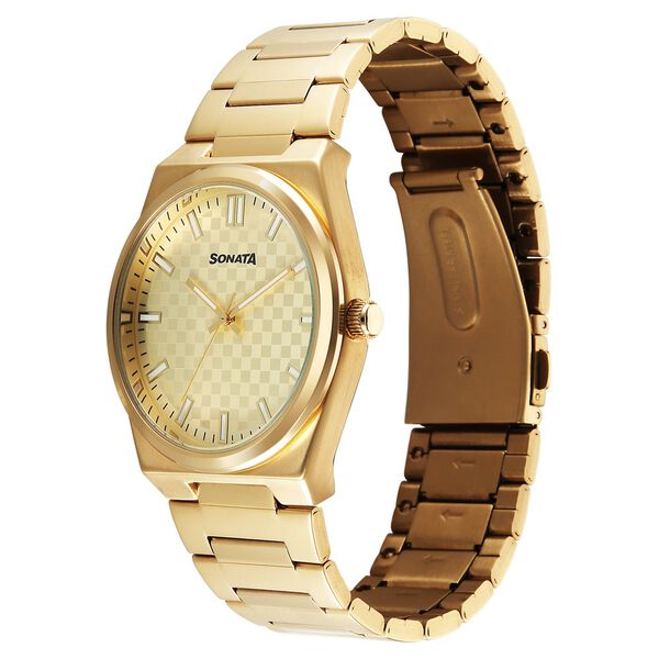 Sonata Festive Quartz Analog Golden Dial Metal Strap Watch For Men - image number 1