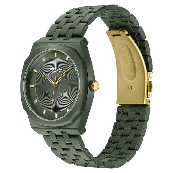 Sonata Poze Quartz Analog Green Dial Green Metal Strap Watch For Men - image number 4