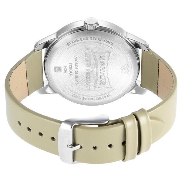 Sonata Quartz Multifunction Silver Dial Leather Strap Watch for Men - image number 3