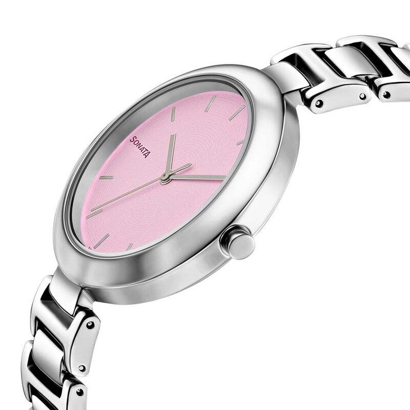 Sonata Workwear Pink Dial Women Watch With Metal Strap - image number 2