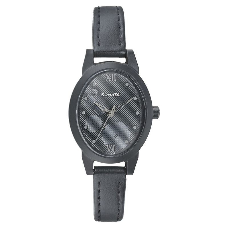 Sonata Essentials Black Dial Women Watch With Leather Strap - image number 0