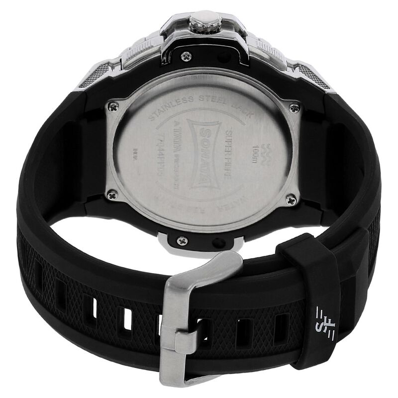 SF Quartz Analog Digital Silver Dial Plastic Strap Watch for Men - image number 3
