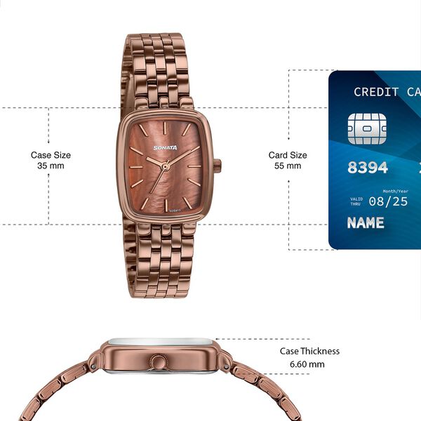 Sonata Festive Quartz Analog Brown Dial Brown Metal Strap Watch For Women - image number 3