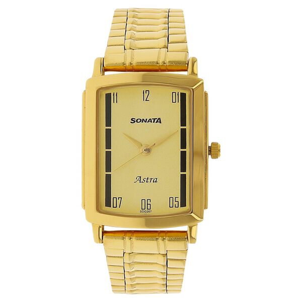 Sonata Quartz Analog Champagne Dial Stainless Steel Strap Watch for Men - image number 0