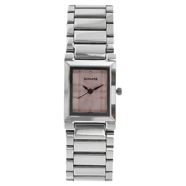 Sonata Quartz Analog Pink Dial Stainless Steel Strap Watch for Women - image number 0