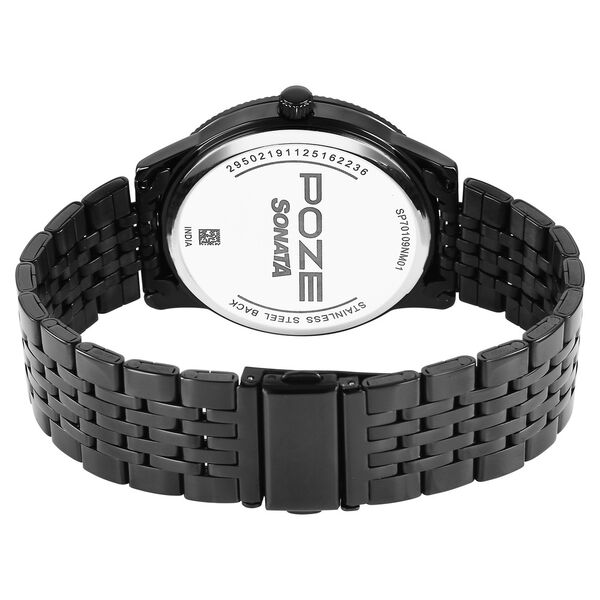 Sonata Poze Quartz Analog Black Dial Black Metal Strap Watch For Men - image number 6