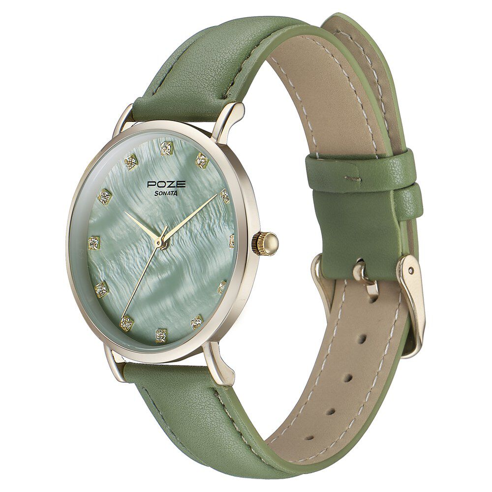 Buy Online Sonata Poze Quartz Analog Green Mother Of Pearl Dial