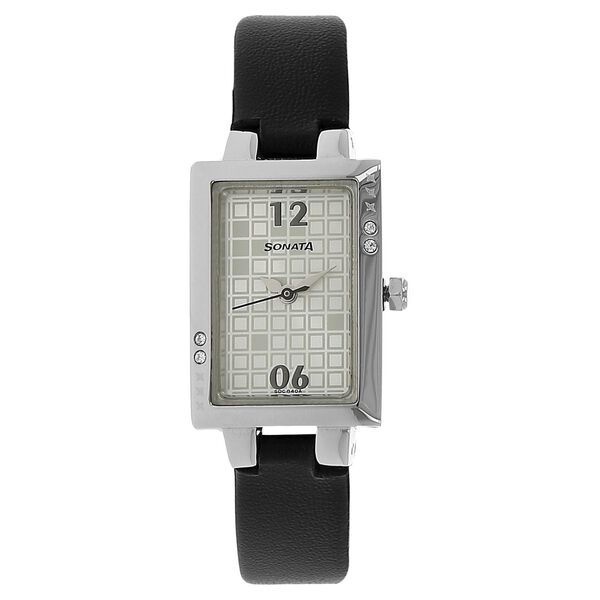 Sonata Quartz Analog White Dial Leather Strap Watch for Women - image number 0
