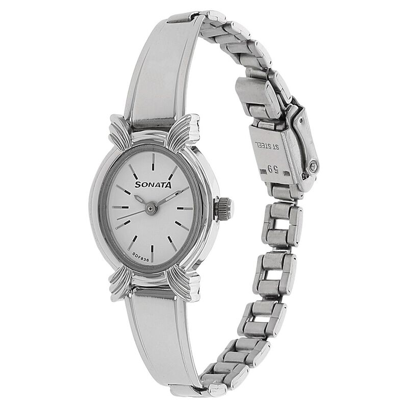 Sonata Quartz Analog White Dial Stainless Steel Strap Watch for Women - image number 1