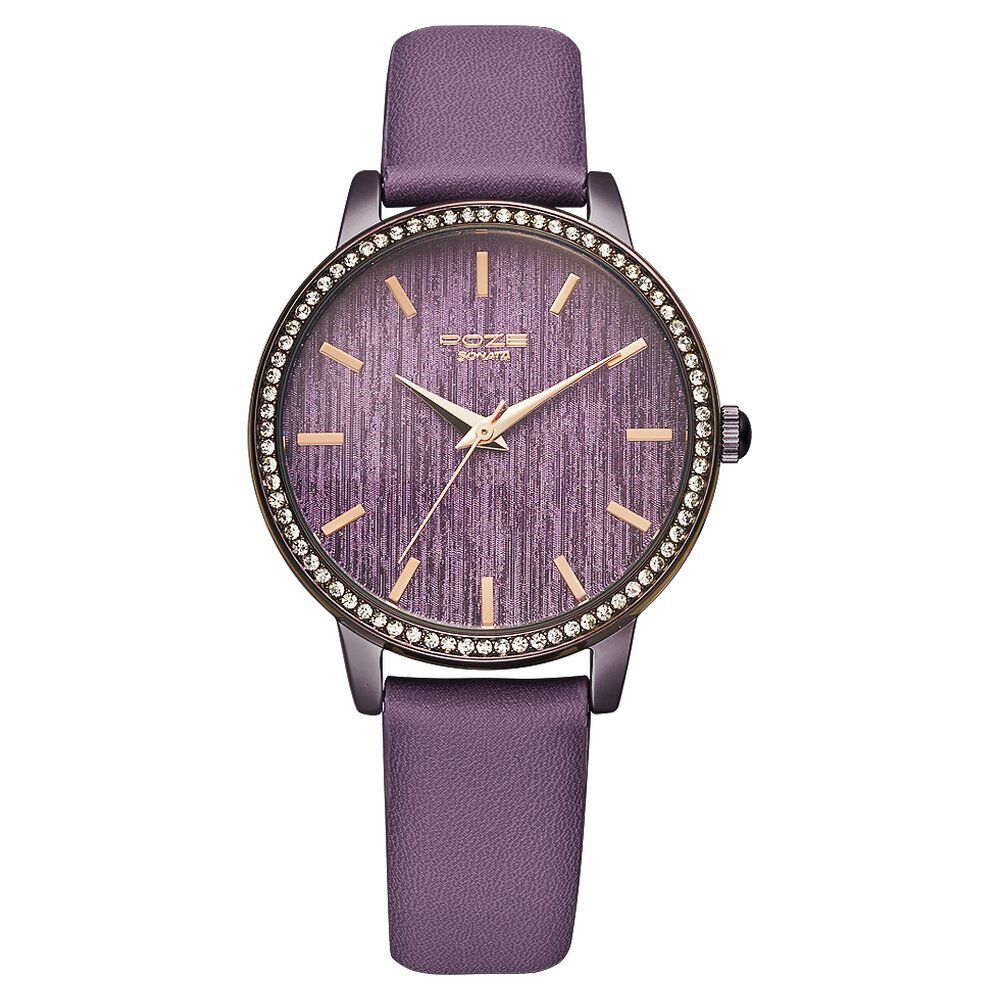 Buy Online Poze by Sonata Quartz Analog Purple Dial PU Leather Strap Watch for Women sp80044ql01w Sonata