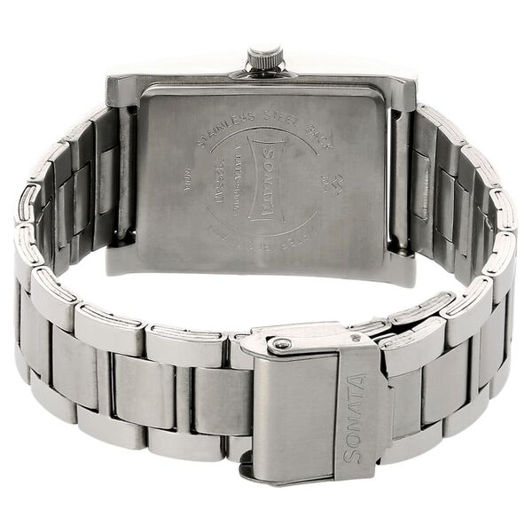 Sonata Quartz Analog Black Dial Stainless Steel Strap Watch for Men - image number 3