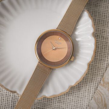 Sonata Poze Quartz Analog Brown Dial Mesh Strap Watch for Women