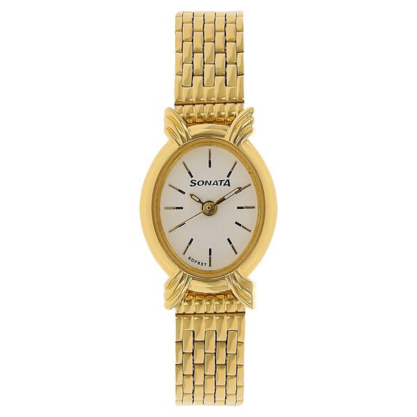 Sonata Quartz Analog White Dial Stainless Steel Strap Watch for Women - image number 0