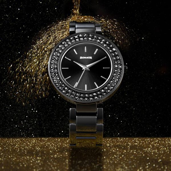 Sonata Blush It Up Black Dial Women Watch With Stainless Steel Strap - image number 0