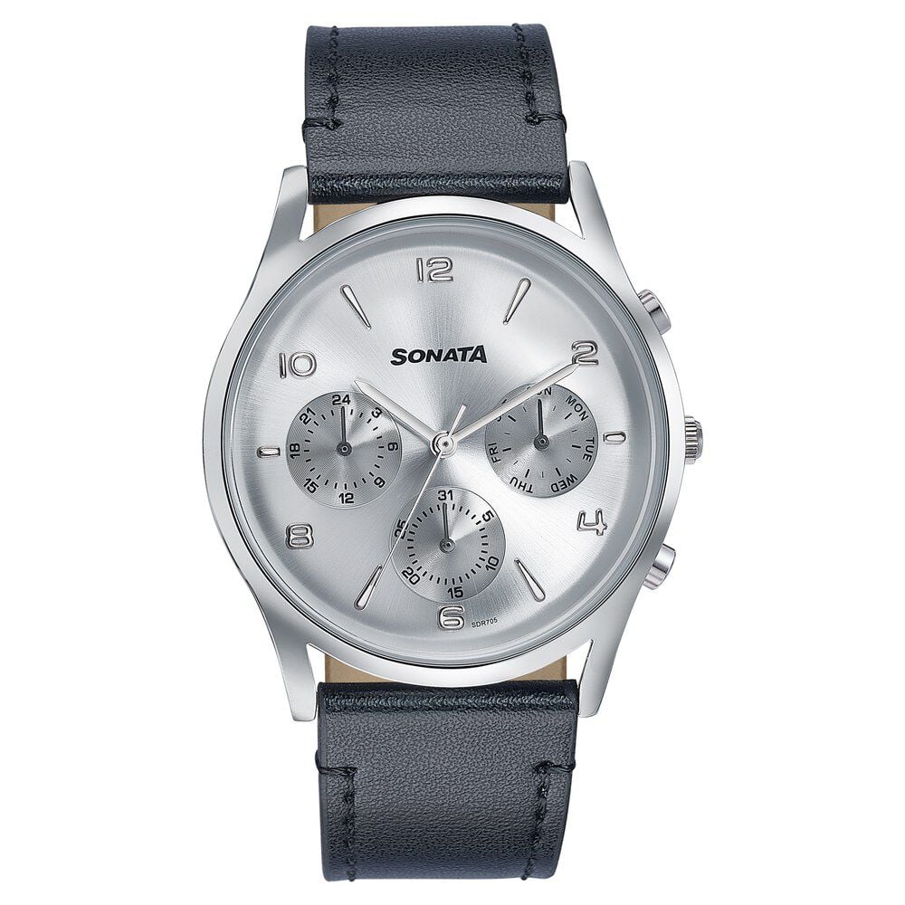 Sonata Wedding Edit Quartz Multifunction Silver Dial Leather Strap Watch For Men-picture-38