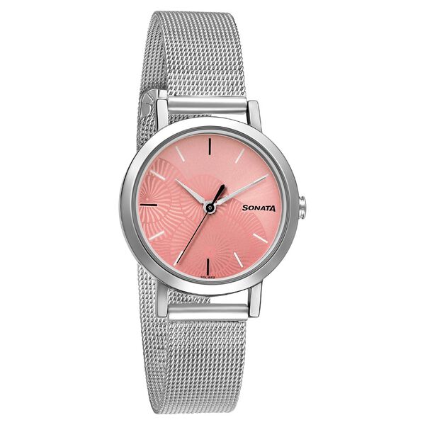 Sonata Linnea Pink Dial Women Watch With Stainless Steel Strap - image number 0
