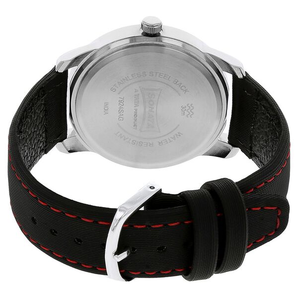 Sonata Quartz Analog Black Dial Leather Strap Watch for Men - image number 3