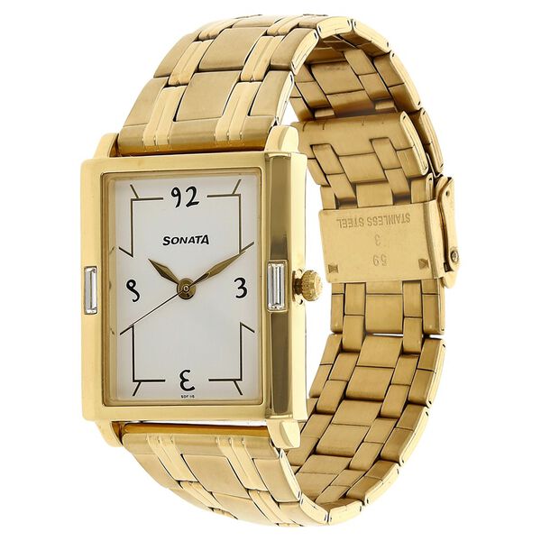 Sonata Quartz Analog White Dial Stainless Steel Strap Watch for Men - image number 1