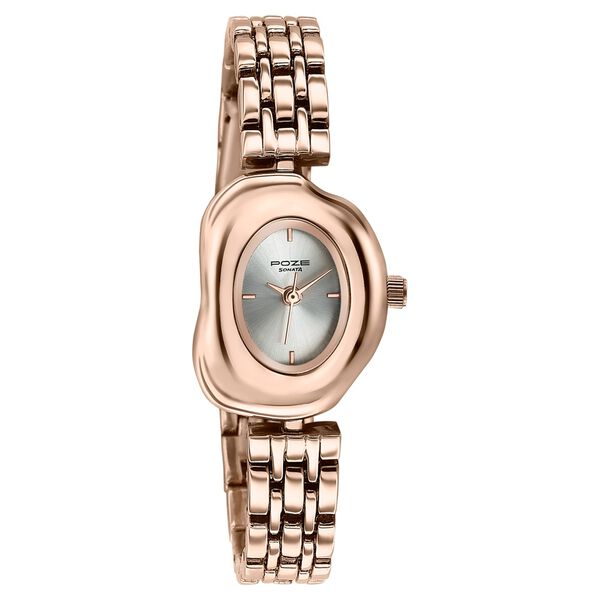 Poze By Sonata Quartz Analog Silver Dial Rose Gold Metal Strap Watch For Women - image number 2