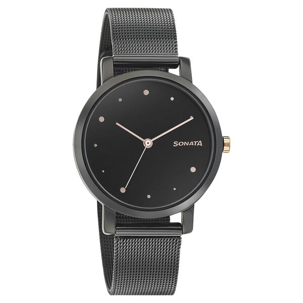 Sonata Onyx Black Dial Women Watch With Stainless Steel Strap - image number 0