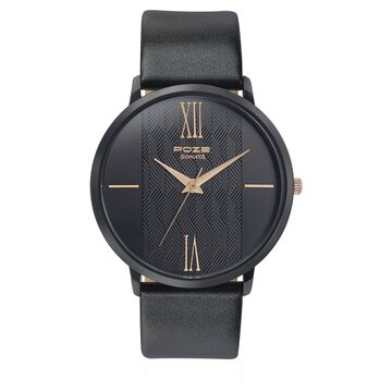 Poze by Sonata Quartz Analog Black Dial Leather Strap Watch for Men