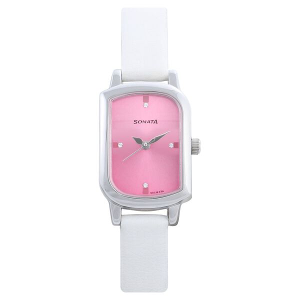 Sonata Quartz Analog Pink Dial Leather Strap Watch for Women - image number 0