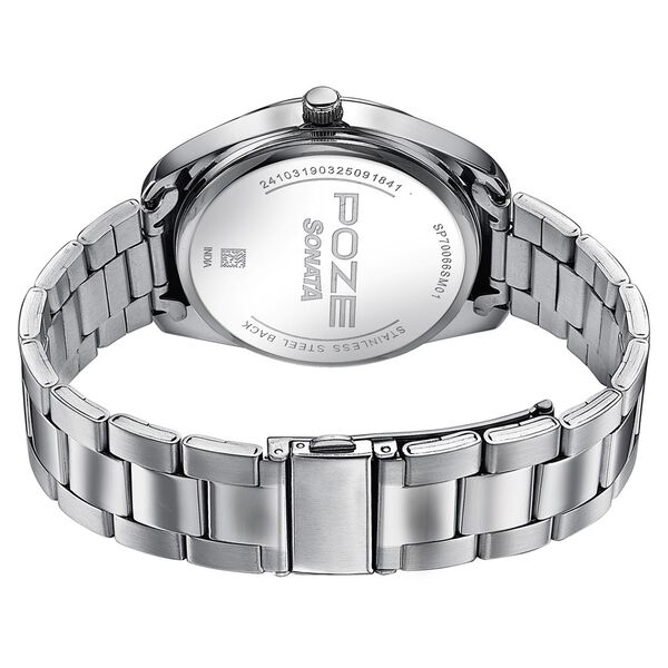 Sonata Poze Quartz Analog Two Toned Dial Silver Colour Stainless Steel Strap Watch For Men - image number 6