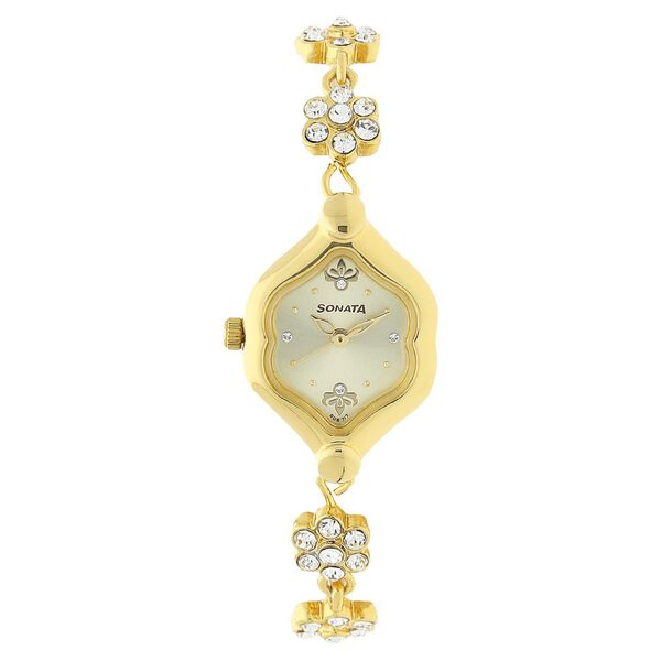 Sonata Quartz Analog Champagne Dial Metal Strap Watch for Women - image number 0