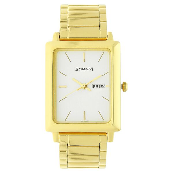 Sonata Quartz Analog with Day and Date White Dial Stainless Steel Strap Watch for Men - image number 0