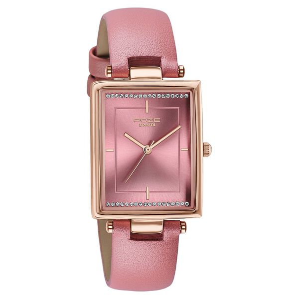 Poze By Sonata Quartz Analog Pink Dial Pink Leather Strap Watch For Women - image number 2