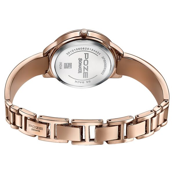 Poze By Sonata Quartz Analog Brown Dial Two Toned Metal Strap Watch For Women - image number 6