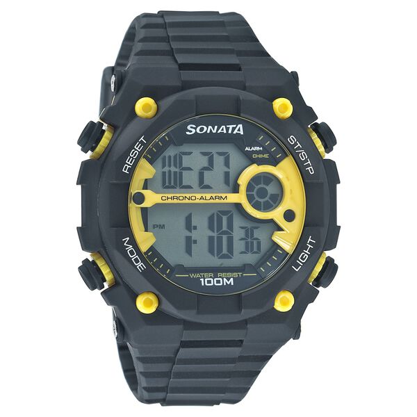 Sonata Digital Yellow Dial Strap Watch for Men - image number 0