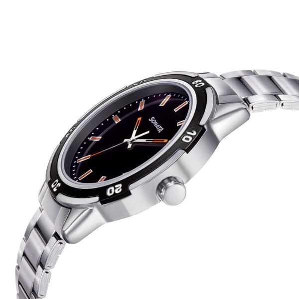 Sonata Quartz Analog Black Dial Metal Strap Watch for Men - image number 2